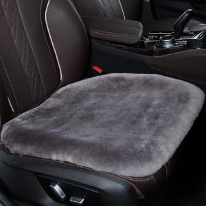 OGLAND Fluffy Genuine Australia Sheepskin Car Seat Cover for Auto Interior Accessories with Soft Fuzzy Wool Eco-Friendly Natural Fur Non-Slip (Graphite, Front)