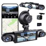 4 Channel Dash Cam 360° View, 1080P Front and Rear Inside, Left Right Dash Camera for Cars, Night Vision, WiFi & APP Control, G-Sensor, Loop Recording with 64GB SD Card