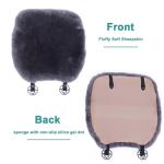 OGLAND Fluffy Genuine Australia Sheepskin Car Seat Cover for Auto Interior Accessories with Soft Fuzzy Wool Eco-Friendly Natural Fur Non-Slip (Graphite, Front)