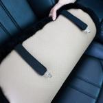 OGLAND Fluffy Genuine Australia Sheepskin Car Seat Cover for Auto Interior Accessories with Soft Fuzzy Wool Eco-Friendly Natural Fur Non-Slip (Graphite, Front)