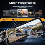 CAMECHO Mirror Dash Cam, 9.66" 1080P FHD IPS Touch Screen Rear View Mirror Camera, Front and Backup Camera for Cars, Dashcam Night Vision, Loop Recording, Wide Angle, Parking Assistance