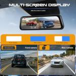 CAMECHO Mirror Dash Cam, 9.66" 1080P FHD IPS Touch Screen Rear View Mirror Camera, Front and Backup Camera for Cars, Dashcam Night Vision, Loop Recording, Wide Angle, Parking Assistance