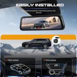 CAMECHO Mirror Dash Cam, 9.66" 1080P FHD IPS Touch Screen Rear View Mirror Camera, Front and Backup Camera for Cars, Dashcam Night Vision, Loop Recording, Wide Angle, Parking Assistance