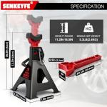 SENKEYFE 3 Ton (6,600 LBs) Jack Stands with Double Pin Locking,Rubber Cover and Large Foot Base,11"-17" Adjustable Height,Heavy Duty Car Jack Stands,Lifting SUV,MPV,Pickup Truck,ATV/UTV,1 Pair