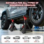 SENKEYFE 3 Ton (6,600 LBs) Jack Stands with Double Pin Locking,Rubber Cover and Large Foot Base,11"-17" Adjustable Height,Heavy Duty Car Jack Stands,Lifting SUV,MPV,Pickup Truck,ATV/UTV,1 Pair