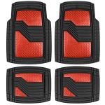 CAT DiamondShield Rubber Floor Mats for Cars, Trucks, SUVs - All Weather Protection Front & Rear Set With Heel Pad & Anti-Slip Backing - Universal Fit Trim-to-Fit, Red