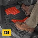 CAT DiamondShield Rubber Floor Mats for Cars, Trucks, SUVs - All Weather Protection Front & Rear Set With Heel Pad & Anti-Slip Backing - Universal Fit Trim-to-Fit, Red