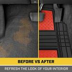 CAT DiamondShield Rubber Floor Mats for Cars, Trucks, SUVs - All Weather Protection Front & Rear Set With Heel Pad & Anti-Slip Backing - Universal Fit Trim-to-Fit, Red