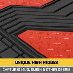 CAT DiamondShield Rubber Floor Mats for Cars, Trucks, SUVs - All Weather Protection Front & Rear Set With Heel Pad & Anti-Slip Backing - Universal Fit Trim-to-Fit, Red