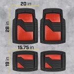CAT DiamondShield Rubber Floor Mats for Cars, Trucks, SUVs - All Weather Protection Front & Rear Set With Heel Pad & Anti-Slip Backing - Universal Fit Trim-to-Fit, Red