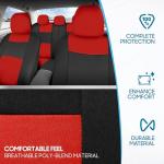 BDK PolyPro Car Seat Covers Full Set in Red on Black – Front and Rear Split Bench Seat Covers, Easy to Install, Accessories for Auto Trucks Van SUV