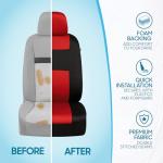 BDK PolyPro Car Seat Covers Full Set in Red on Black – Front and Rear Split Bench Seat Covers, Easy to Install, Accessories for Auto Trucks Van SUV