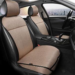 Auto Newer Luxury Breathable Car Seat Cover Fit Four Seasons, Universal Front of Car Seat Cushions, Bottom Seat Covers of Full Wrapped Edge,Universal Fit for 95% Cars,SUV,Pickup(Beige，2PCS)