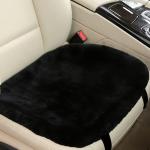 OGLAND 20 inchs Fluffy Genuine Australia Sheepskin Car Seat Cover for Auto Interior Accessories with Soft Fuzzy Wool Natural Fur Non-Slip (Black, Front)
