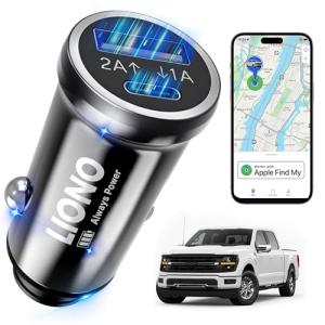 LIONO Car GPS Tracker & Charger with Built-in Rechargeable Battery, GPS Tracker for Vehicles, Hidden Car Tracker for Anti-Theft & Parking Location, for Family& Fleets, No Monthly Fee, No SIM, iOS Only