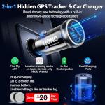 LIONO Car GPS Tracker & Charger with Built-in Rechargeable Battery, GPS Tracker for Vehicles, Hidden Car Tracker for Anti-Theft & Parking Location, for Family& Fleets, No Monthly Fee, No SIM, iOS Only