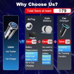 LIONO Car GPS Tracker & Charger with Built-in Rechargeable Battery, GPS Tracker for Vehicles, Hidden Car Tracker for Anti-Theft & Parking Location, for Family& Fleets, No Monthly Fee, No SIM, iOS Only