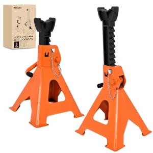 Nilight 3 Ton Jack Stands, Double Locking Heavy Duty Steel 6,600 lbs Capacity, Adjustable 11.22"-16.53" Height for SUV Sedan Pickup Light Truck, 2 Pack