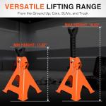 Nilight 3 Ton Jack Stands, Double Locking Heavy Duty Steel 6,600 lbs Capacity, Adjustable 11.22"-16.53" Height for SUV Sedan Pickup Light Truck, 2 Pack
