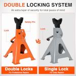 Nilight 3 Ton Jack Stands, Double Locking Heavy Duty Steel 6,600 lbs Capacity, Adjustable 11.22"-16.53" Height for SUV Sedan Pickup Light Truck, 2 Pack