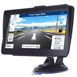 GPS Navigation for Car Truck Navigator 2025 Latest Maps 7 Inch Touch Screen Vehicle GPS Commercial Trucker Navigation Voice Speeding Warning Free Lifetime Update of World Maps