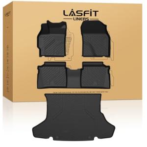LASFIT Floor Mats & Cargo Mat for Toyota Prius 2010-2011, All Weather TPE Custom Fit Easy Clean Durable No-Curling Floor Liners for Prius 2010 2011 Car Mats & Trunk Mat