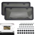 2PCS Clear License Plate Covers and Frames, Personalized License Plate Frame with Screws Screw Caps Washers, Rust-Proof Auto LicensePlate Holder, Universal License Protector for Standard US Plates