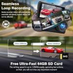 Miden S7 4K Dash Cam Front and Rear, 64G SD Card,2160P+1080P FHD Dual Dash Camera for Cars,176°+160° Wide Angle,3.2'' IPS Screen Dashcam,Loop Recording,G-Sensor,WDR,24H Parking Monitor,Night Vision