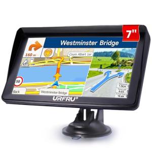 URFRU 7-inch GPS Navigator for Car Truck RV Pickup, 2026 Offline Map with Free Updates Lifetime, Big HD Touchscreen, Satallete Navigation, Voice Guidance, Speed & Traffic Alerts, Custom Truck Routing