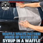 Chemical Guys Waffle Weave Gray Matter Microfiber Drying Towel - 25" x 36", Premium Blend Microfiber Towel with Soft-Banded Edging for Scratch-Free Car Drying, Ultra Absorbent