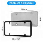 2 Pack License Plate Protector & Frame Combo, Clear Plastic Car Front/Rear Covers with Screws Caps, Universal Fit Car Accessories + Bonus Valve Stem Caps, Adhesive Pads & Mini Screwdriver