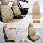 Pariitadin Leather Car Seat Covers Front Pair, Waterproof Breathable Faux Leather Automotive Seat Covers for Cars, Non-Slip Car Interior Covers Universal Fit Most Cars Sedans Trucks SUVs, Beige
