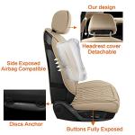 Pariitadin Leather Car Seat Covers Front Pair, Waterproof Breathable Faux Leather Automotive Seat Covers for Cars, Non-Slip Car Interior Covers Universal Fit Most Cars Sedans Trucks SUVs, Beige