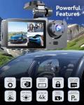 Dash Cam Front and Rear Inside 3 Channel, 4K Full UHD Dash Camera for Cars Built-in 32GB Card with IR Night Vision, 24 Hours Recording, Loop Recording, G-Sensor (Black)