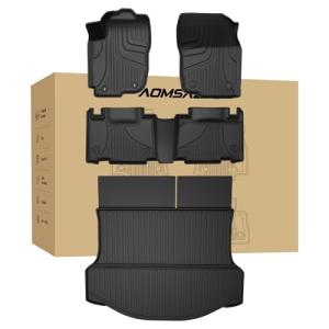 AOMSAZTO Floor Mats Compatible with 2013-2018 Toyota Rav4 (Not for Hybrid) All Weather TPE Cargo Mat Custom Fit LE/SE/XLE/Limited/Platinum/Adventure for Toyota Rav4-1st & 2nd Row Car Mats, Black