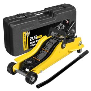 YELLOW JACKET 2.5 Ton Trolley Jack with Carrying Case Hydraulic Low Profile Floor Jack for Cars Lift with Single Piston Lift Pump, 5500 lb Capacity…