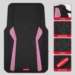 Rubbermaid Car Floor Mats Full Set, Premium Heavy Duty All-Weather Car Mats– Rugged Rubber with Brushed Aluminum Inserts, Universal Trim-to-Fit, Anti-Slip Backing for Cars, SUVs, Trucks & Vans - Pink