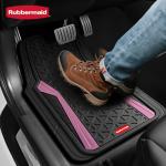 Rubbermaid Car Floor Mats Full Set, Premium Heavy Duty All-Weather Car Mats– Rugged Rubber with Brushed Aluminum Inserts, Universal Trim-to-Fit, Anti-Slip Backing for Cars, SUVs, Trucks & Vans - Pink