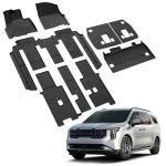 LASFIT Floor Mats & Backrest Mats & Cargo Mat for Kia Carnival Hybrid 7/8 Seats 2026 2025 (Only Fit Hybrid), All Weather TPE Custom Fit Floor Liners Full Set Car Mats Trunk Mat Accessoires, Black