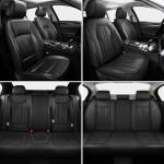 MINGBRON Car Seat Cover Full Set, Leather Car Seat Cover, Waterproof Seat Covers, Car Seat Cushion, Nappa Leather Seat Covers Car Seat Protector Universal Fit Most Cars Black