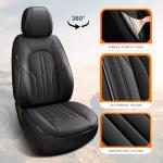 MINGBRON Car Seat Cover Full Set, Leather Car Seat Cover, Waterproof Seat Covers, Car Seat Cushion, Nappa Leather Seat Covers Car Seat Protector Universal Fit Most Cars Black