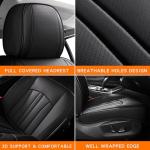 MINGBRON Car Seat Cover Full Set, Leather Car Seat Cover, Waterproof Seat Covers, Car Seat Cushion, Nappa Leather Seat Covers Car Seat Protector Universal Fit Most Cars Black