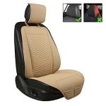 Black Panther Car Seat Cover, 1 Piece Universal Sideless Driver Seat Protector with Lumbar Support and Headrest Cover (Beige)