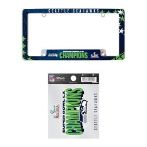 Rico Industries NFL Football Seattle Seahawks 2026 Super Bowl LX Champions Chrome Frame and Static Cling