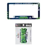 Rico Industries NFL Football Seattle Seahawks 2026 Super Bowl LX Champions Chrome Frame and Static Cling