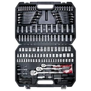 AMM Mechanics Tool Set, 1/4 in, 3/8 in and 1/2 in Drive socket set, 202 Piece