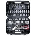 AMM Mechanics Tool Set, 1/4 in, 3/8 in and 1/2 in Drive socket set, 202 Piece