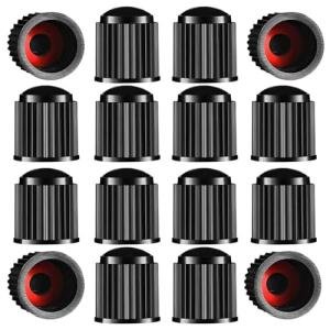 Tire Valve Stem Caps The Upgraded Version has a Sealing Ring for Car, Motorbike, Trucks, Bike, Bicycle （Black） (24)