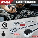 AMM Mechanics Tool Set, 1/4 in, 3/8 in and 1/2 in Drive socket set, 202 Piece