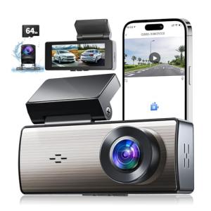4K+2K Dash Cam Front and Rear,Dash Camera for Cars,Built-in 64G Card,5G WiFi APP Control,HDR Night Vision,24H Parking Mode,Loop Recording,Support 512GB Max(4k+2k)